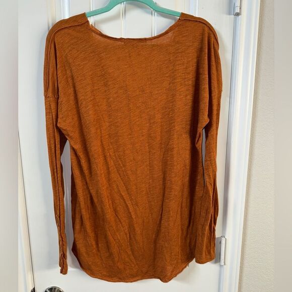 Free People Orange Long Sleeve Relaxed Blouse - Picture 2 of 4
